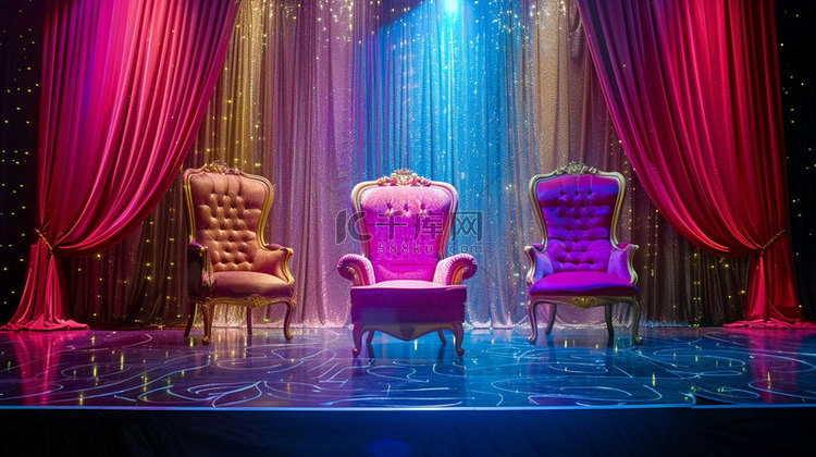 舞台座椅灯光合成创意素材背景