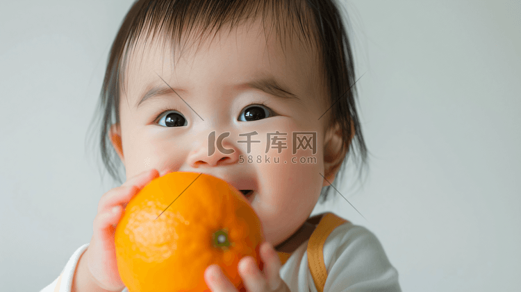 抱着橙子的婴儿摄影3