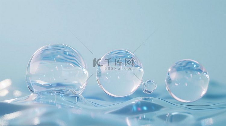 清澈水球气泡合成创意素材背景