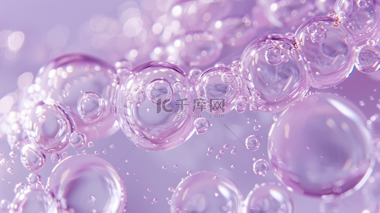 紫色气泡泡沫晶莹剔透的背景