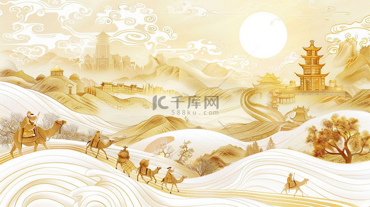 沙漠骆驼宫殿合成创意素材背景