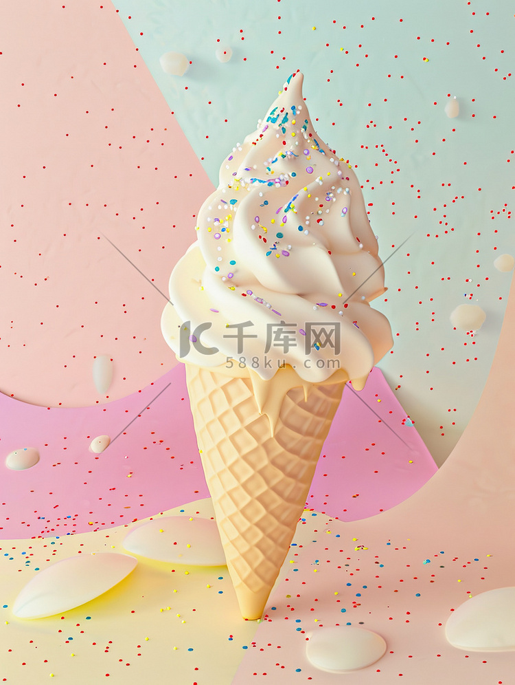 冰淇淋彩色粉彩甜品图片