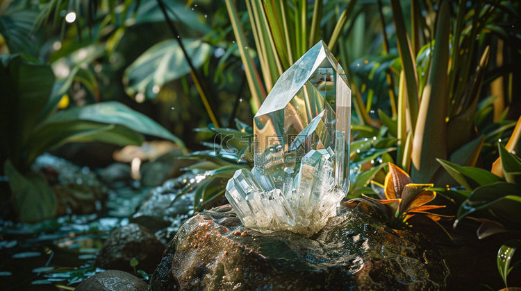 花园植物水晶合成创意素材背景