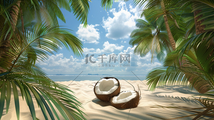 沙滩树木椰子的摄影摄影照片