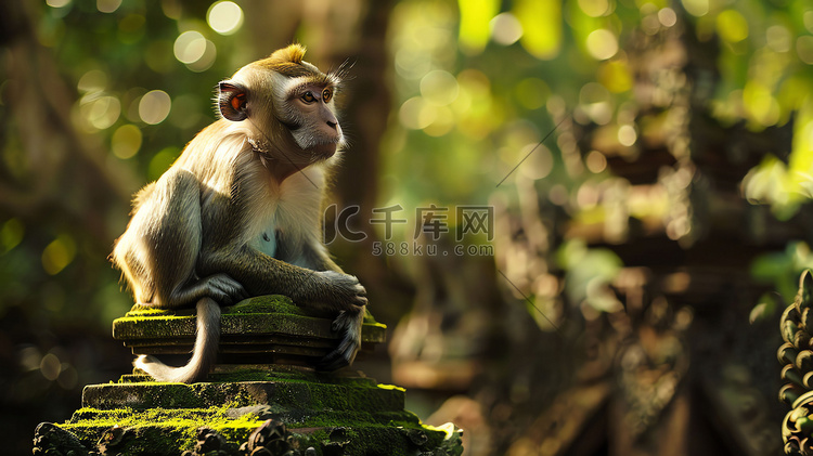 野外树木可爱猴子摄影照片