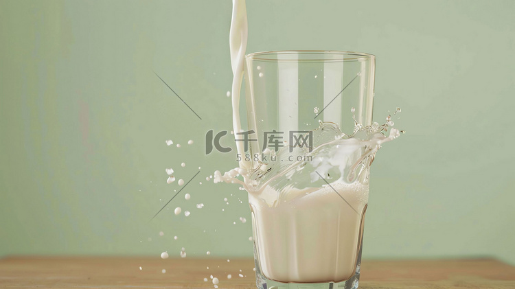 玻璃杯牛奶倾倒飞溅摄影照片