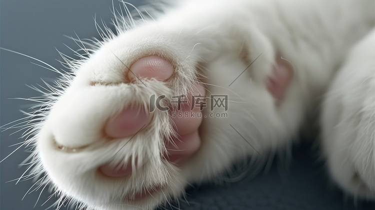 一只白色的猫爪可爱摄影照片