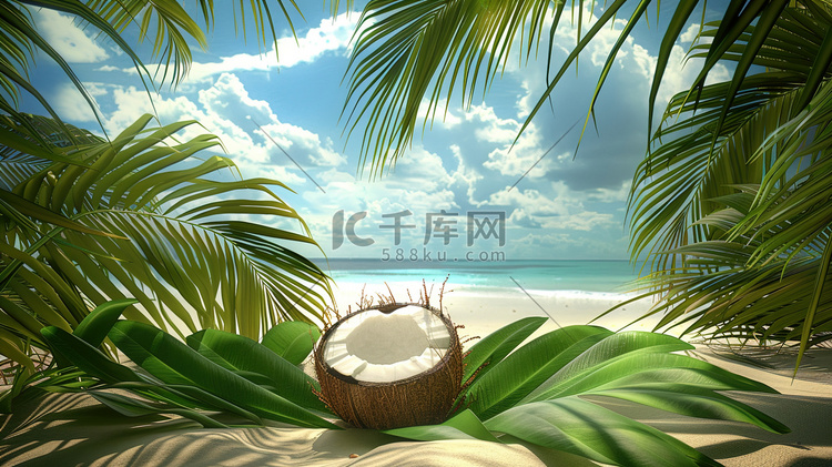 沙滩树木椰子的摄影照片