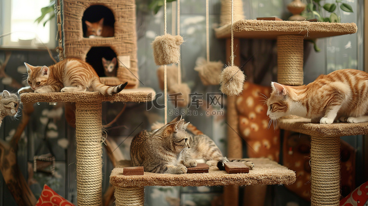 猫架上的小猫家居摄影配图