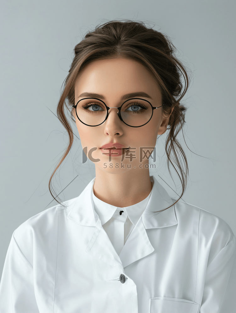戴眼镜的眼科女医生