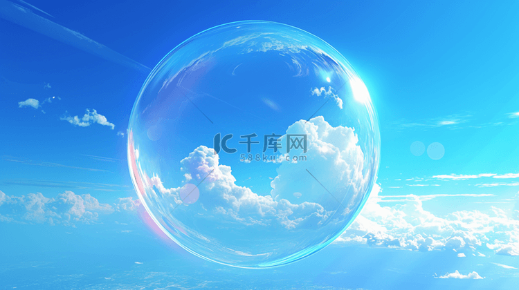 唯美天空风景蓝天白云气泡水晶球
