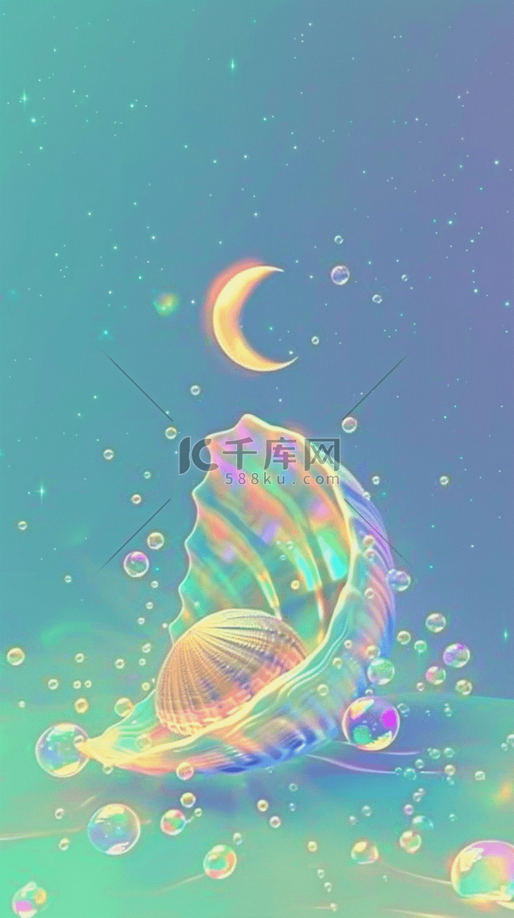 夏日梦幻海底海螺贝壳珍珠设计图