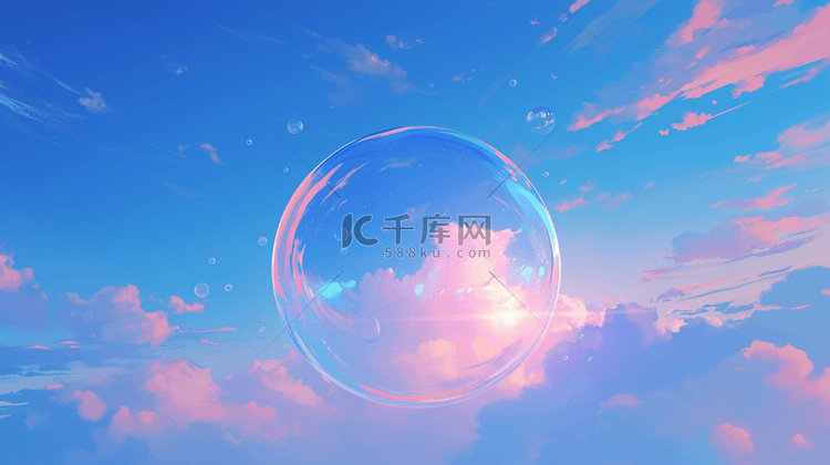 唯美天空风景蓝天白云气泡水晶球