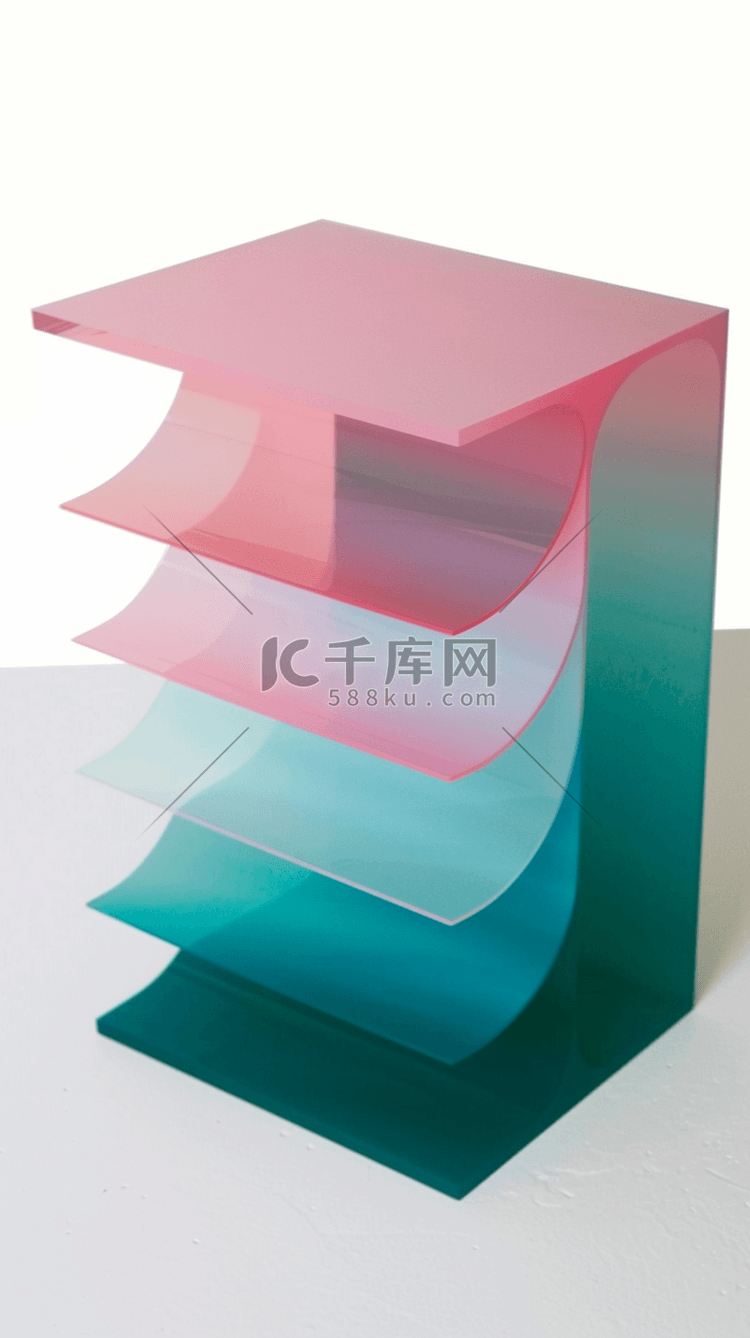 蓝粉色抽象展台玻璃质感产品展台
