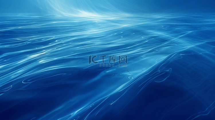 蓝色海面上微光粼粼水纹纹理的背