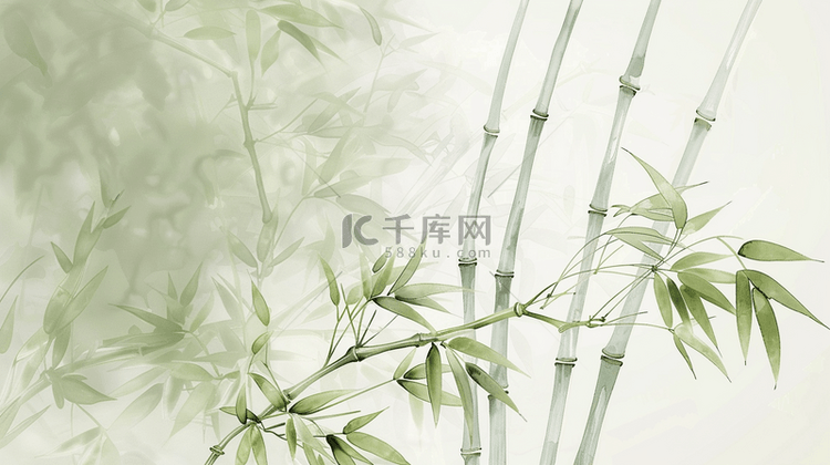 中式文艺艺术风格竹子竹林树叶的