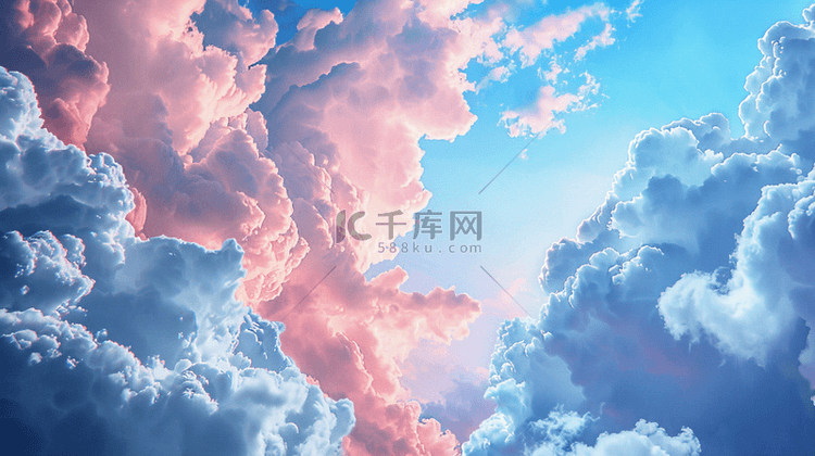 蓝天白云缤纷梦幻风光的背景