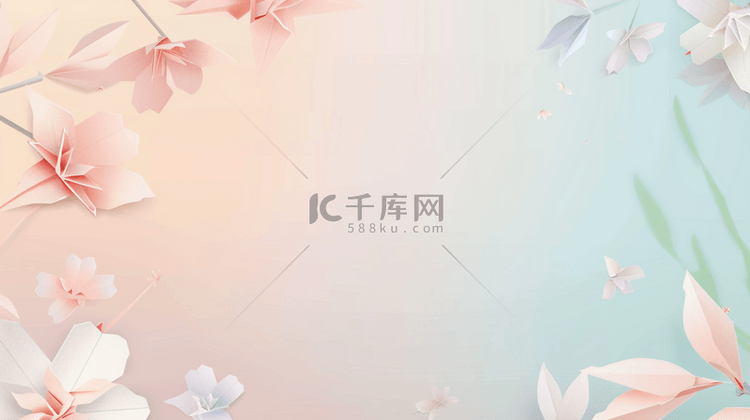 中式文艺风格树枝花朵蝴蝶的背景