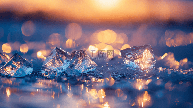 唯美太阳缤纷水晶水光水珠的背景