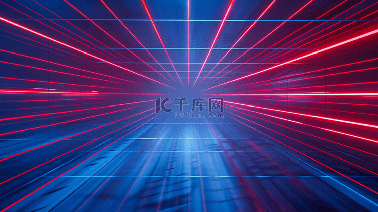 红蓝色科技光线光感汇聚聚焦隧道