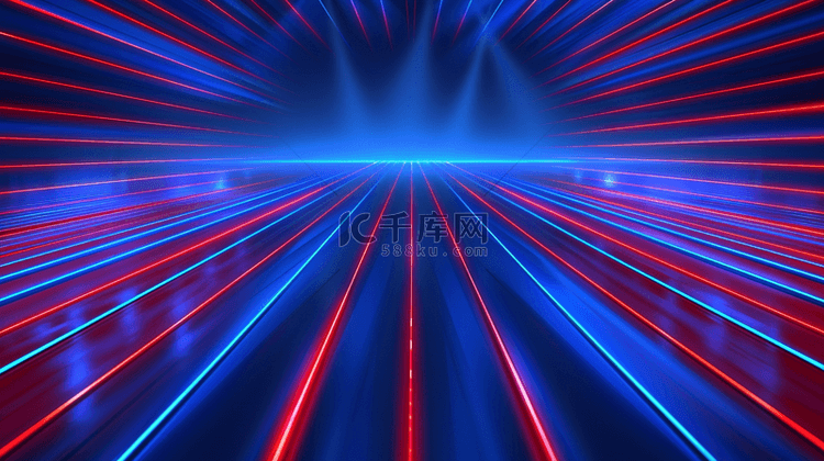 红蓝色科技光线光感汇聚聚焦隧道