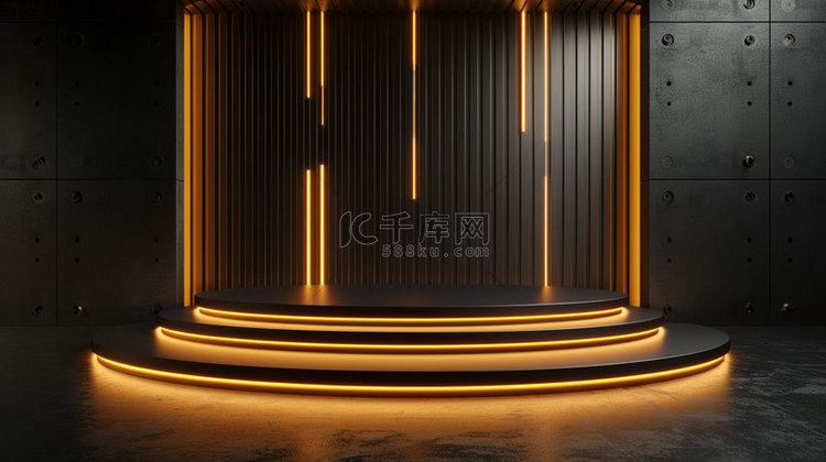 展台玻璃金色合成创意素材背景