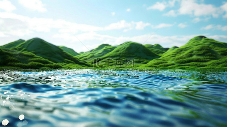 山水风景绿色合成创意素材背景