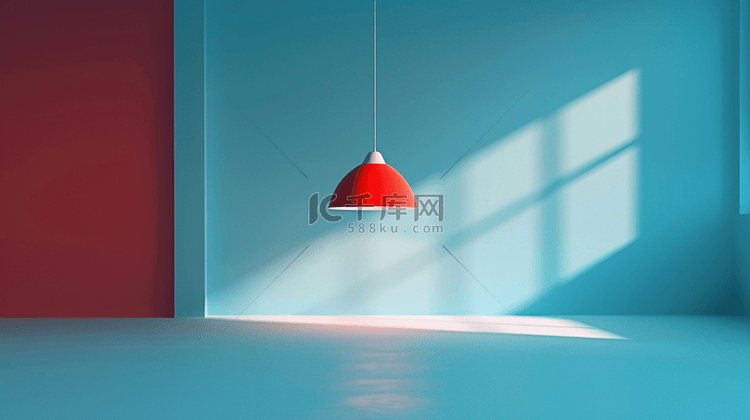 蓝色红色的房间里的灯具背景