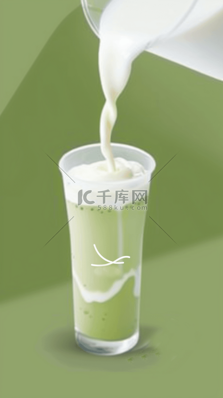 夏日清凉饮品抹茶味饮料果汁设计