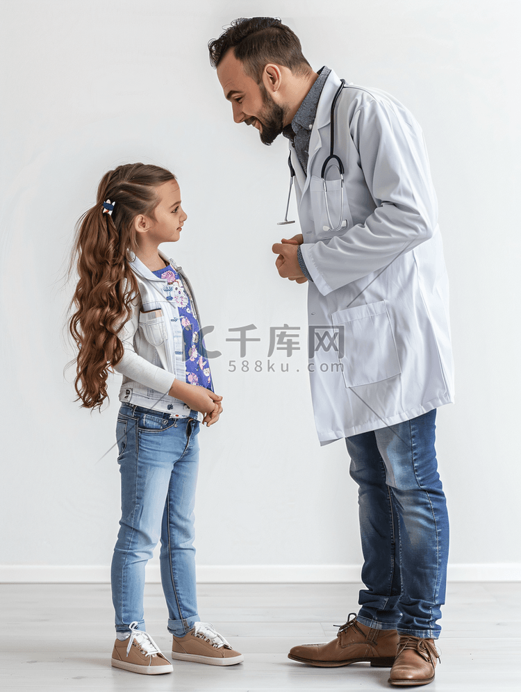 拜访年轻医生的小女孩