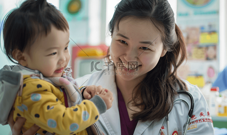 东亚沟通保健年轻妈妈带着孩子看
