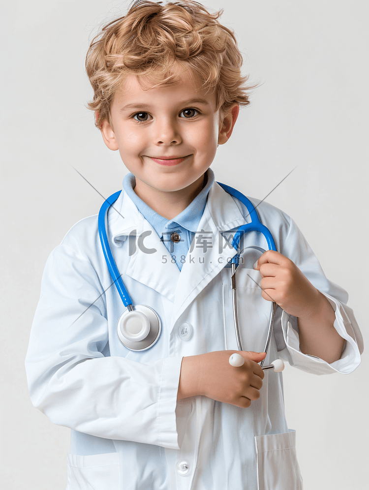 孩子学医生看病愉快的玩耍