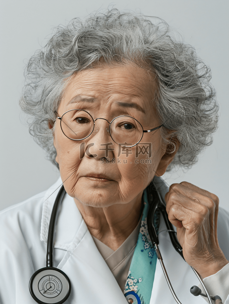 亚洲老妇女接受专家医生的体检