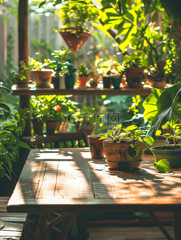 室外阳台上的绿色植物