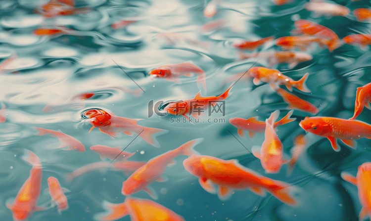 淡水湖中的一群红色小鱼