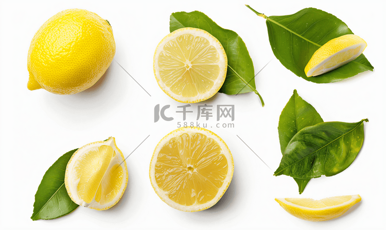 白色背景上孤立的柠檬叶包括剪切
