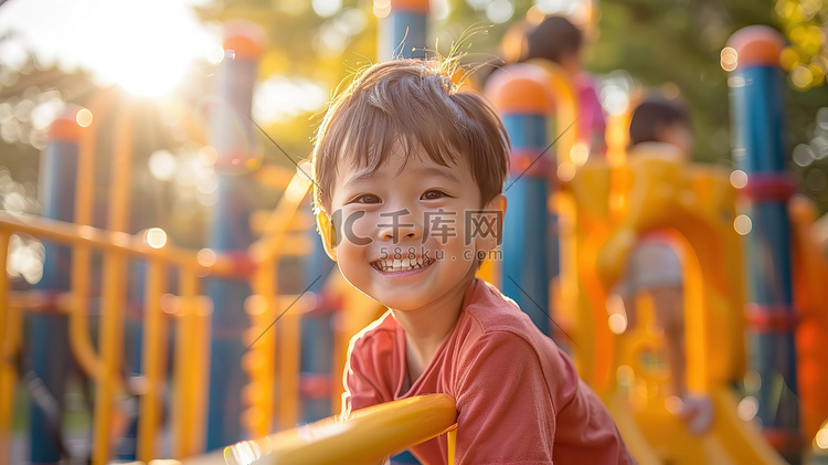 户外夏季儿童游乐场摄影照片