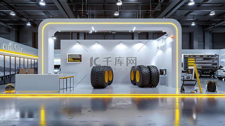 现代汽车轮胎展示柜台高清摄影图