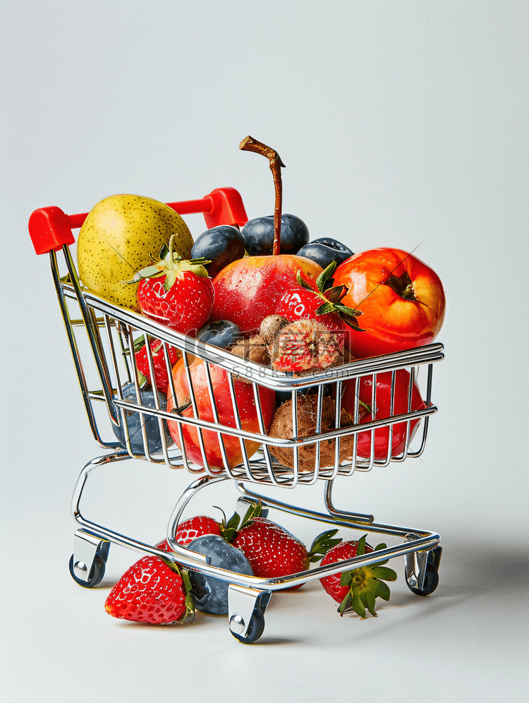 网上购买减肥食品和水果购物车