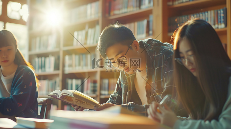 图书馆学生备战考试图片