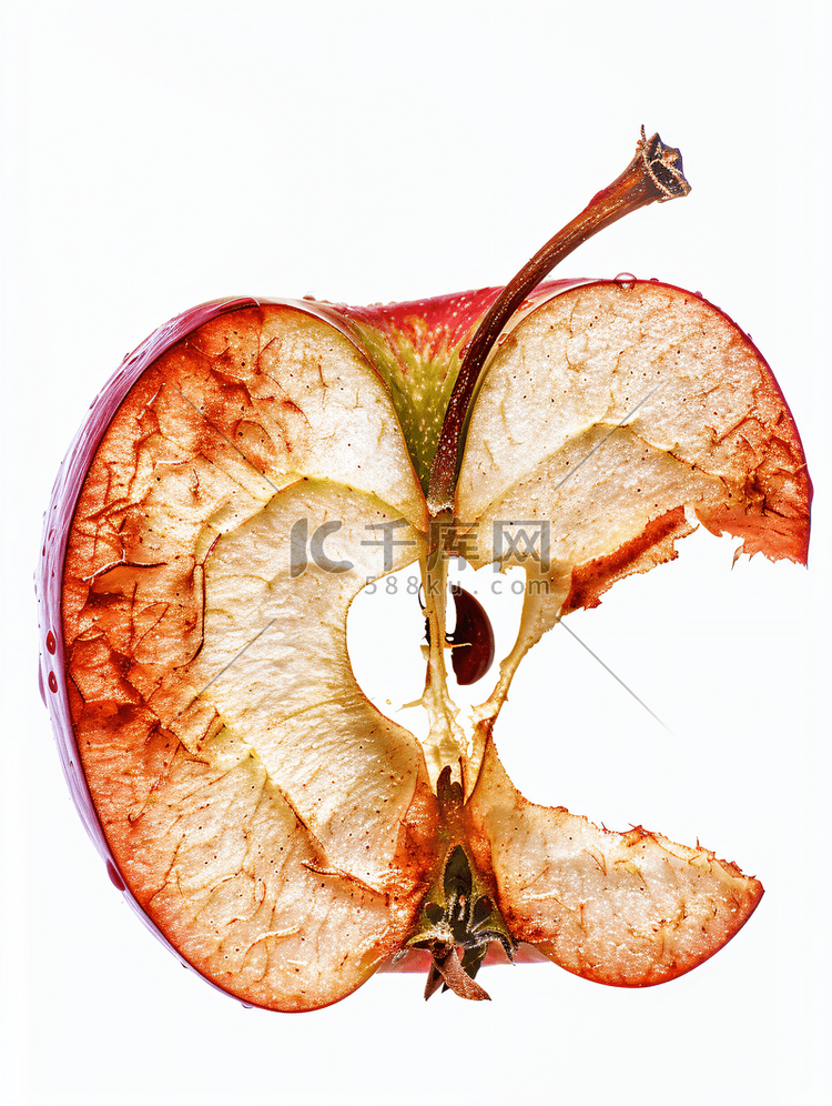 苹果切片腐烂孤立在白色背景上