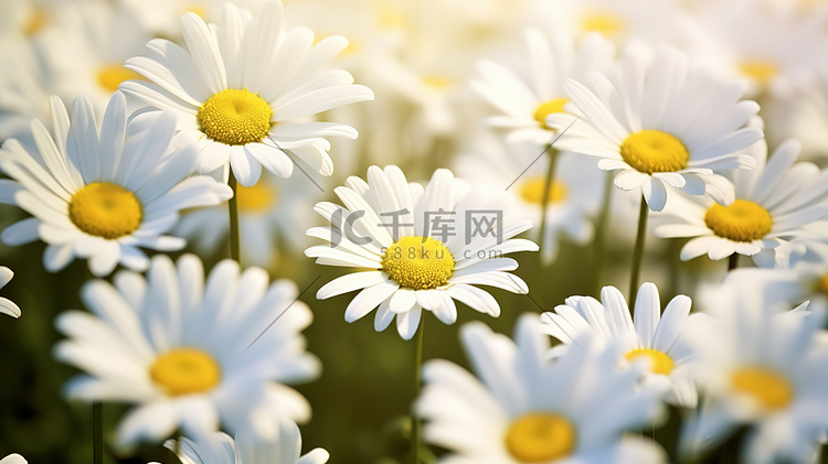 白色雏菊花朵的田野摄影配图