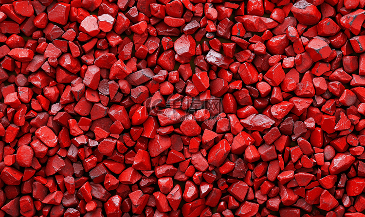 背景是由红色装饰小石头制成的一
