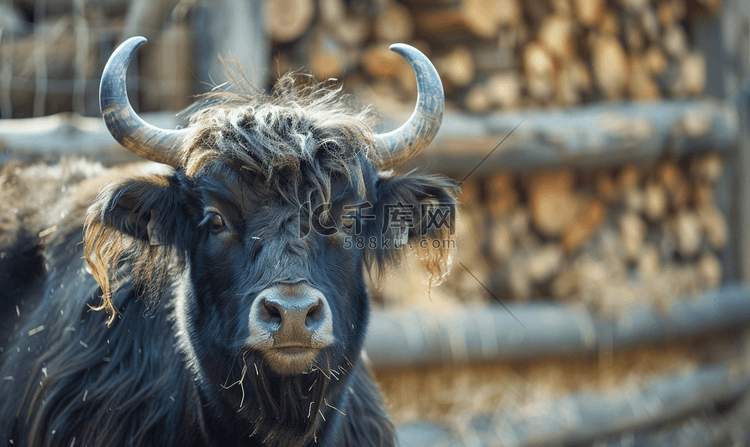 农场里的角牦牛野生动物