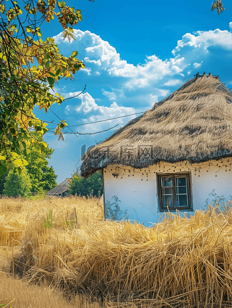 乌克兰村庄传统乌克兰乡村房屋采