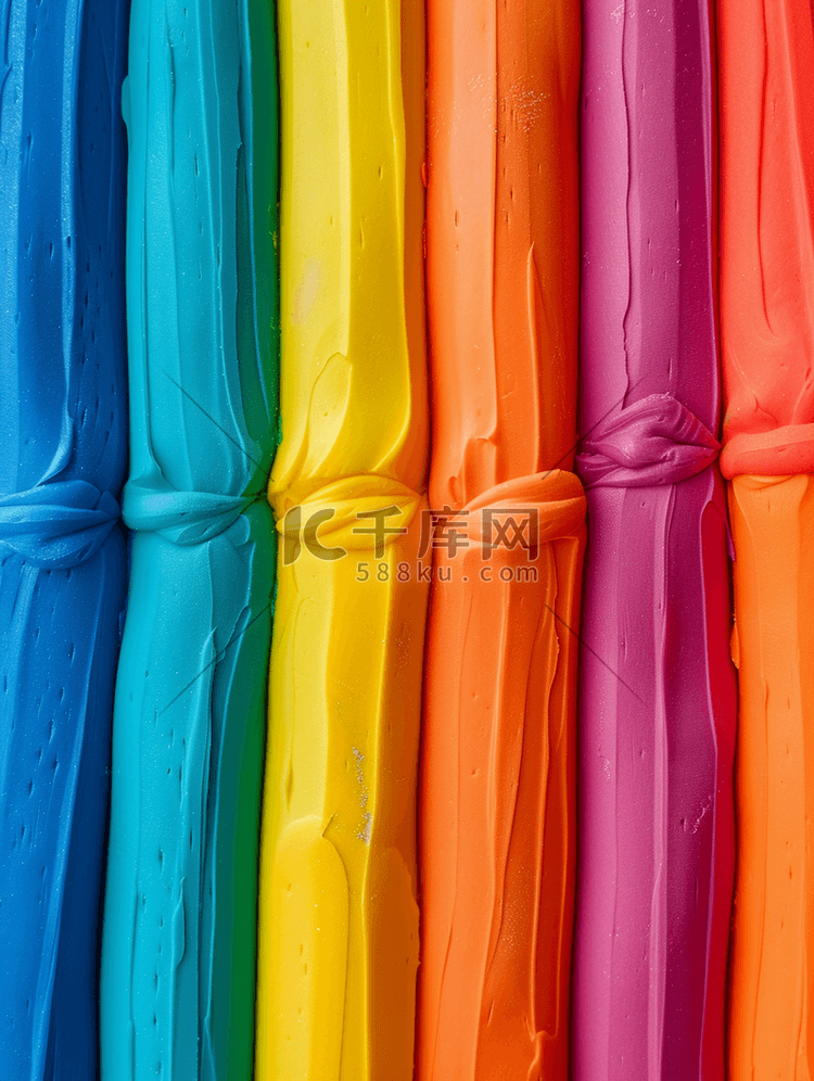 彩虹色的造型粘土多彩多姿的橡皮