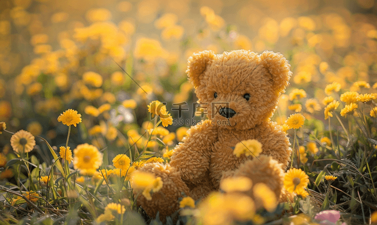 黄色泰迪熊图片高清户外拍摄