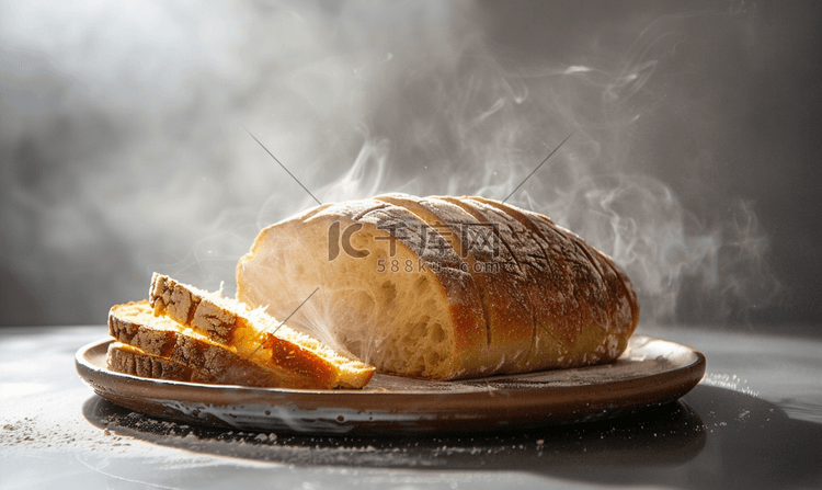 陶瓷盘子上的切片面包酸面包背景