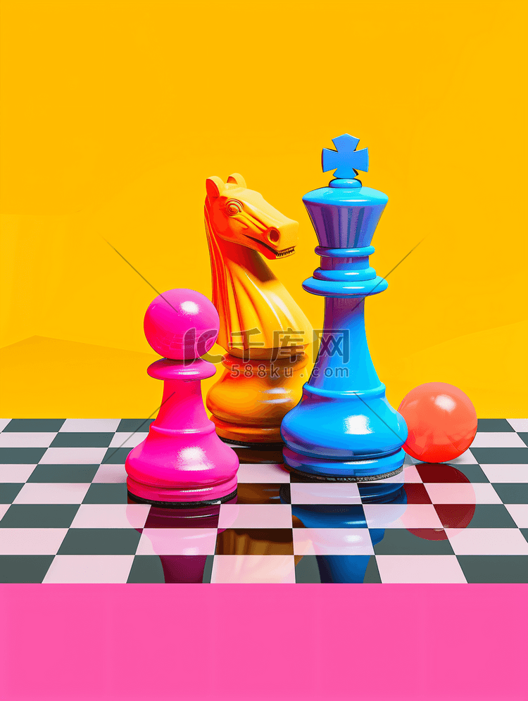 国际象棋游戏色彩流行艺术抽象图