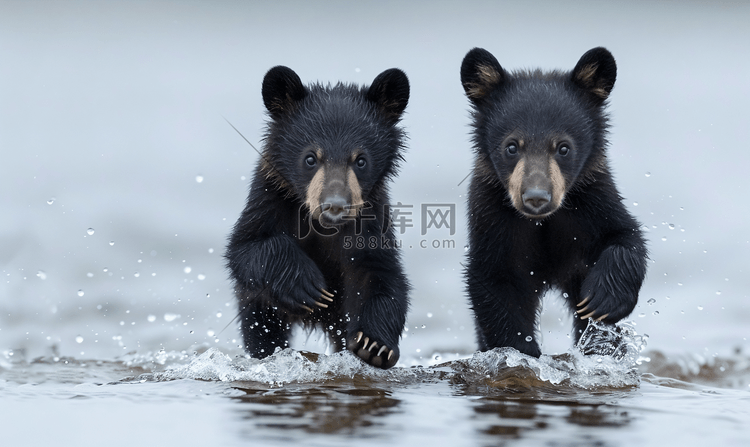 南达科他州的两只黑熊幼崽